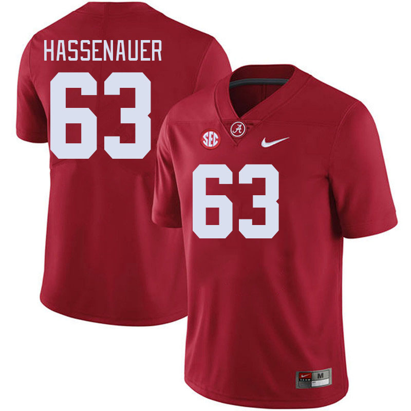 #63 J.C. Hassenauer Alabama Crimson Tide Jerseys Football Stitched-Crimson